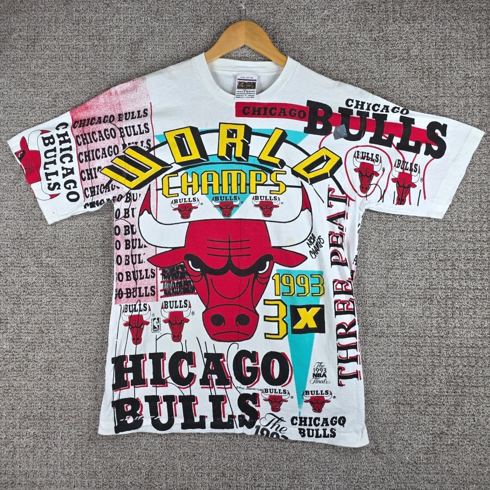 Vintage 1993 Chicago‎ Bulls Magic Johnson 3X NBA Finals AOP T Shirt Mens M